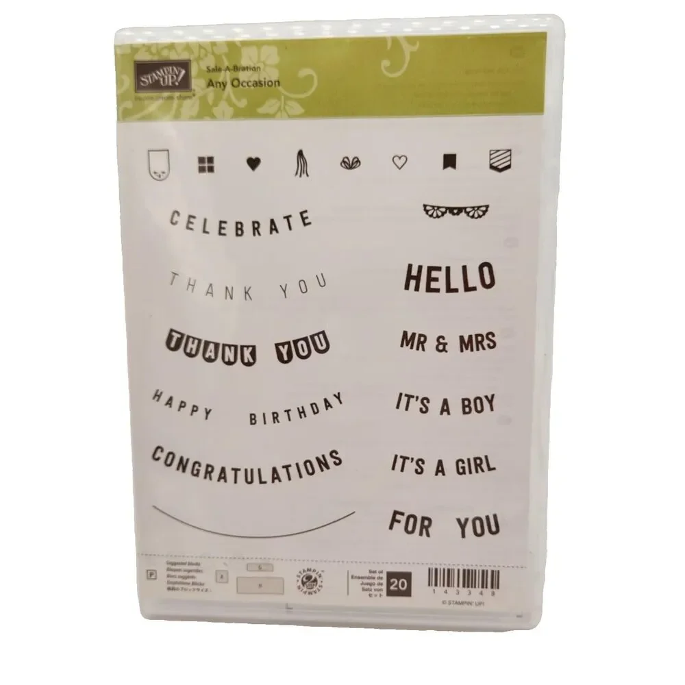 Stampin Up Any Occasion Cling Stamp Set Unmounted Wedding Baby Shower Birthday